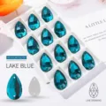 Seeblaue facettierte Glastropfen-Aufnähsteine mit zwei Löchern für DIY-Schmuckherstellung - 7*12mm 72 Stk./Packung / Seeblau