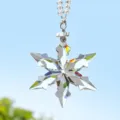 Crystal snowflake car hanging ornament with 2022 charm clear rear view mirror decor - Clear