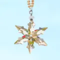 Crystal snowflake car hanging ornament, sparkling faceted pendant with 2022 tag. - Champagne