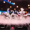 Crystal swan car dashboard ornament sparkling rhinestone auto interior decor cute gift - White Swan with Long Feather Mat, White Rhinestone Balloon Star and Deer Pearl Bottle