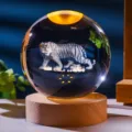 3D laser-engraved tiger crystal ball night light with warm LED luminous wooden base - Warm Light Wood Base (With Gift Box Bag) / 6cm crystal ball-Zodiac Tiger