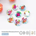 Strass rotondi a punta color AB per accessori per la creazione di gioielli DIY - Aurora boreale / 10mm