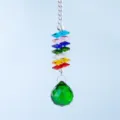 Attrape-soleil arc-en-ciel en cristal avec boule de cristal facettée vert herbe - Pendentif Vert Herbe / Multicolore