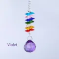 Pendentif en cristal avec boule lavande et perles octogonales arc-en-ciel pour décoration - Pendentif Violet / Multicolore