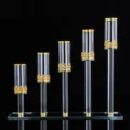 Luxury 5-arm crystal candle holder with elegant gold crown rim for wedding decor - 5 Heads