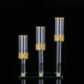 Elegant 3-piece crystal glass candle holder set with luxury gold crown filigree patterns - 3-Head