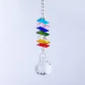 Attrape-soleil artisanal en boule de cristal transparent avec des perles octogonales colorées - Pendentif Transparent / Multicolore
