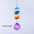 Attrape-soleil décoratif en cristal arc-en-ciel avec une grande boule de cristal violette - Pendentif Violet Cristal / Multicolore