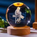 3D laser engraved monkey crystal ball night light with warm LED wooden base - Base Without Light (Crystal Ball Only) White Paper Packaging / 6cm Crystal Ball - Zodiac Monkey