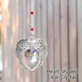 Elegant heart transparent crystal angel wings sun catcher ornament for car or home decor - Heart Transparent