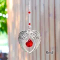 Sparkling angel wings sun catcher with faceted red crystal pendant for window home decor - Red