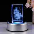 3D-lasergraviertes Jungfrau-Sternzeichen Kristall mit blauem LED-Lichtsockel Geschenk - Jungfrau (Runder Sockel)