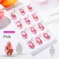 Rosa tropfenförmige Glas-Strasssteine zum Aufnähen mit zwei Löchern für DIY-Schmuck - 10*14mm 36 Stk./Packung / Rosa