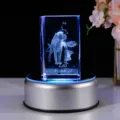 Leo Sternzeichen Kristall Ornament mit 3D Innengravur und blauem LED Sockel Geschenk - Löwe (Runder Sockel)