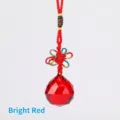 Decorative faceted red crystal ball pendant featuring colorful braided Chinese knot - Red