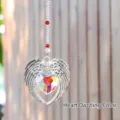 Angel wings suncatcher with heart crystal hanging ornament for home and car decor - Iridescent Heart