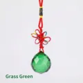 Grass green faceted crystal ball pendant with red braided decorative rope - Grass Green
