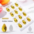 Goldgelbe Glas-Strasssteine in Tropfenform mit zwei Löchern für DIY-Schmuck. - 16*25mm 15 Stk./Packung / Gold