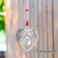 Transparent angel wings suncatcher with faceted crystal ball for home or car decor - Clear