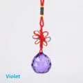 Handmade purple faceted crystal ball pendant with red Chinese knot cord for home decor - Violet