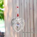 Angel wings suncatcher with dazzling aurora crystal ball hanging ornament - Multicolor