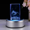 3D Stier Sternzeichen Kristallblock mit LED beleuchtetem Silberfuß - Krebs (Runder Sockel)