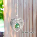 Angel wings sun catcher hanging ornament with faceted grass green crystal - Grass Green