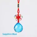 Sapphire blue faceted crystal ball pendant with decorative red Chinese knot cord - Sapphire Blue
