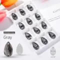 Premium graue Glassteine in Tropfenform zum Aufnähen für DIY-Schmuckbastelarbeiten - 11 * 18mm 28 PCs/bag / Grau