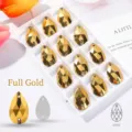 Goldene Glastropfen-Aufnähsteine mit zwei Löchern für die DIY-Schmuckherstellung - 11 * 18mm 28 PCs/bag / Ganz Gold