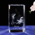 Eleganter Pisces 3D lasergravierter Kristallblock mit Sternbild und Engel-Motiven - Fische / 50*50*80 Kristallwürfel