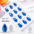 Mittelblaue Glastropfen-Strasssteine zum Aufnähen für DIY-Schmuckprojekte - 16*25mm 15 Stk./Packung / Mittelblau