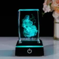 Virgo Sternzeichen 3D Lasergravur Kristallblock mit leuchtendem LED-Lichtsockel - Jungfrau Kristallwürfel + Quadratischer Sockel / Transparent