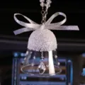 Exquisite K9 crystal bell car pendant with silver bow for interior mirror decoration - Waterdrop Style