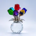 Crystal rose flower figurine ornament for home decor, wedding gift, and luxury living room display. - Multi-color