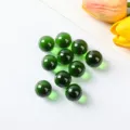 Premium set of 10 transparent dark green crystal glass marbles for kids classic games - 10 Pieces Pack / Green