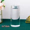 Eleganter zylindrischer K9 Kristallglaskerzenhalter für romantische Tischdeko, 5,2x12cm - 5.2x12cm / Transparent