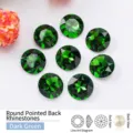 Strass in vetro verde scuro rotondi con retro a punta per creazione gioielli fai-da-te - Verde scuro / 10mm