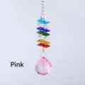 Ornement en cristal arc-en-ciel avec perles octogonales et pendentif attrape-soleil rose - Pendentif Rose / Multicolore
