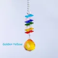 Attrape-soleil suspendu avec perles octogonales arc-en-ciel et boule de cristal - Pendentif Jaune Doré / Multicolore