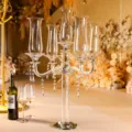 Elegant five-arm crystal candelabra with hanging beads for wedding table decor. - 5-Arm Crystal Style / Height 76cm
