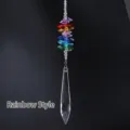Rainbow K9 crystal suncatcher pendant with clear teardrop faceted glass - Multicolored / Rainbow / Length 28cm