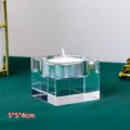 Portacandela in cristallo per lumino quadrato bicchiere di vetro decorazione tavolo - 5*5*4CM / Trasparente