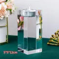 Crystal candle holder 5x5x12cm clear faceted pillar modern home decor table centerpiece - 5*5*12cm / Clear