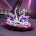Crystal swan car ornament purple rhinestone perfume holder vehicle dashboard decor accessory - Purple Crystal Swan