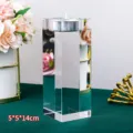 Crystal pillar candle holder 5x5x14cm clear glass tealight candle stand for home decor party. - 5*5*14cm / Clear
