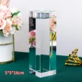Crystal pillar candle holder 5x5x16cm, clear glass candlestick for wedding holiday decor. - 5x5x16cm / Clear