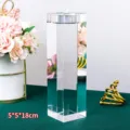 Crystal candle holder transparent glass pillar candlestick for home decor, weddings and parties. - 5*5*18cm / Clear