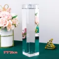 Transparent crystal pillar candle holder, modern square candlestick for home decor 20cm - 5*5*20cm / Clear