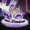 Sparkling crystal swan car ornament, elegant purple crystal figurine with pearls for auto decor. - Style 2 Purple Crystal Swan